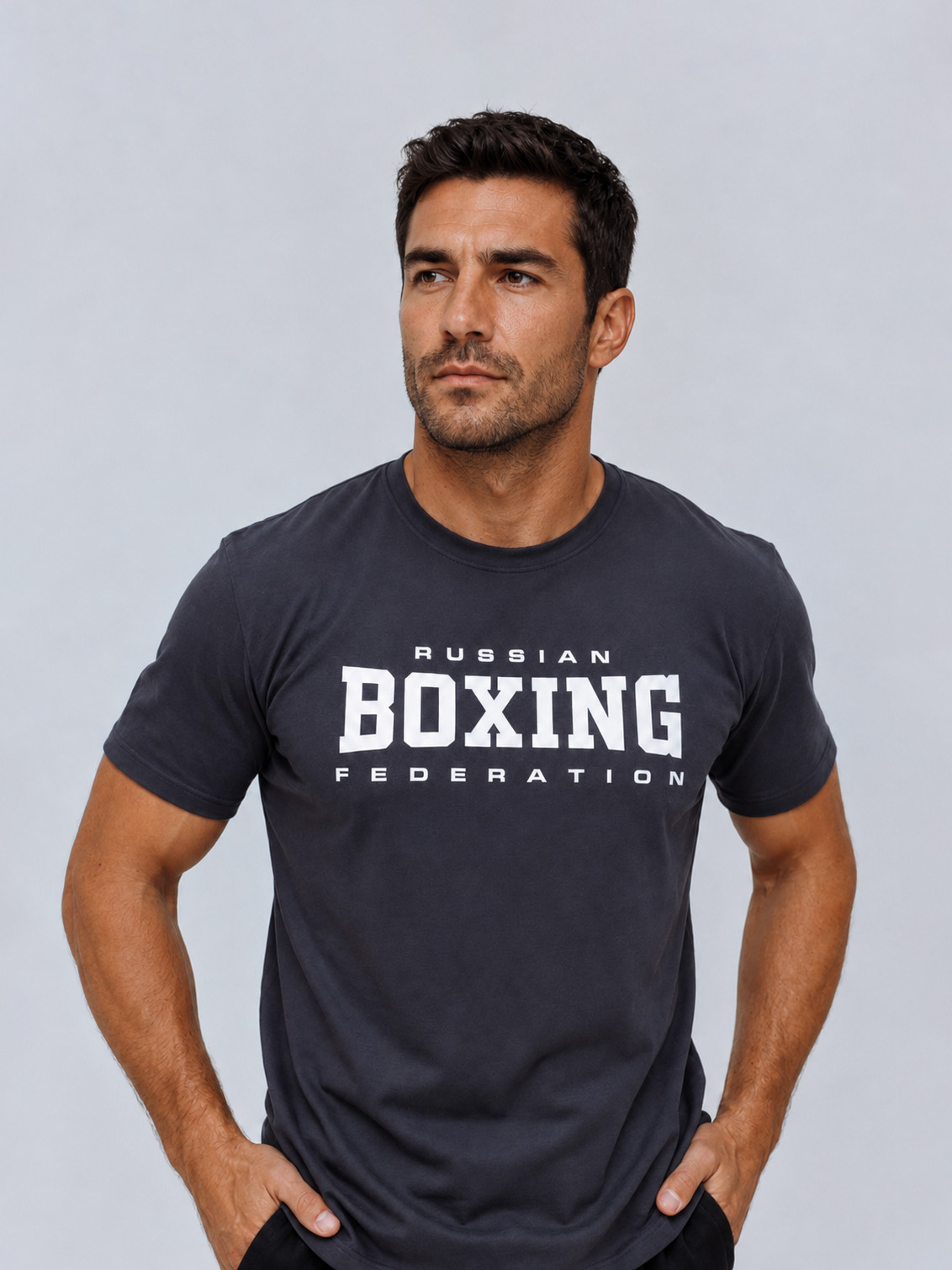 Футболка с принтом BOXING графит