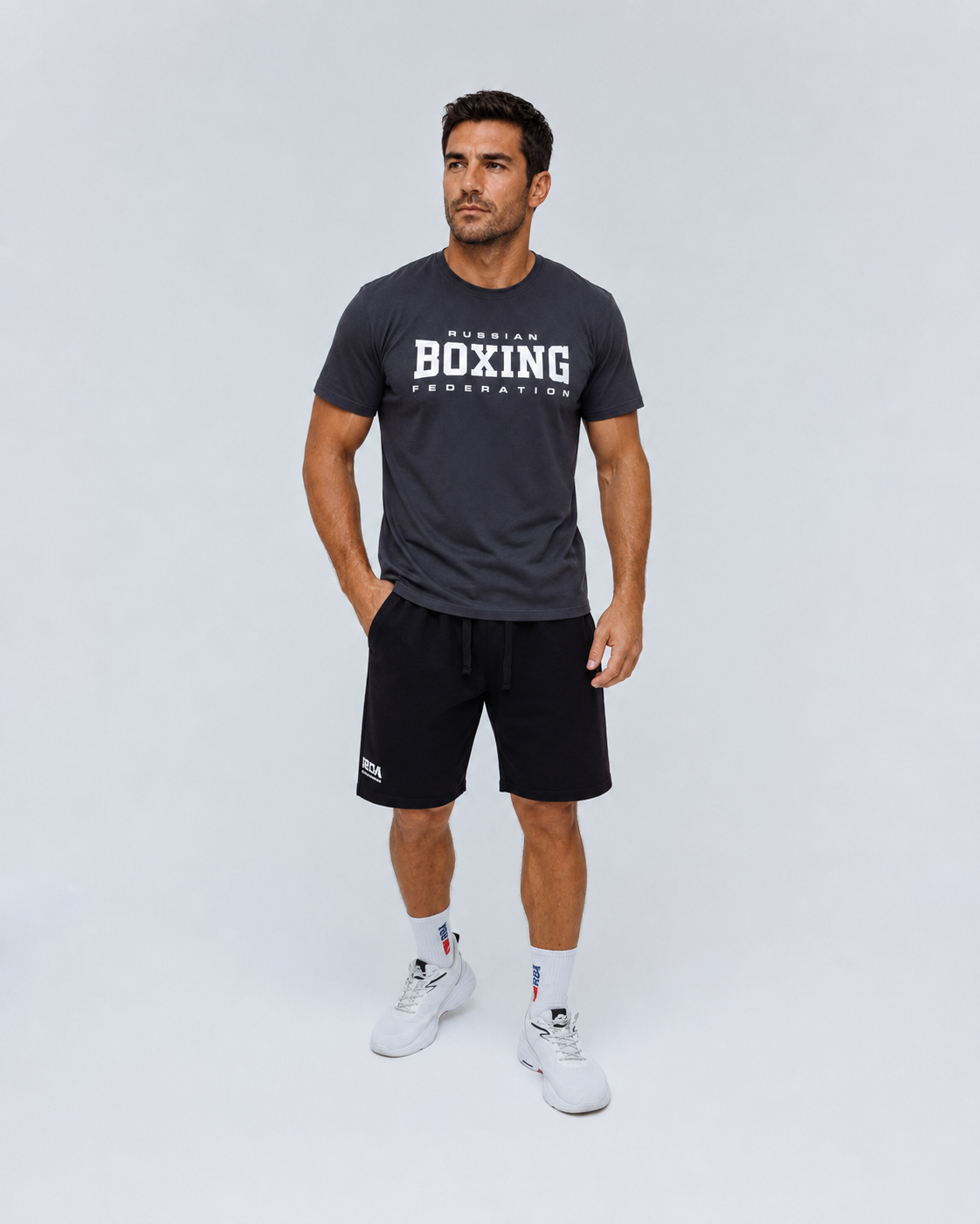 Футболка с принтом BOXING графит
