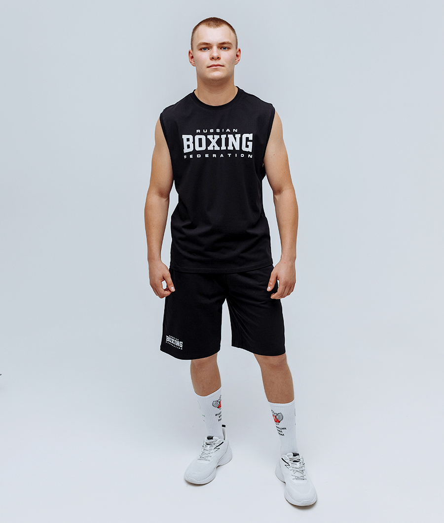 Шорты хлопок Boxing мужские черные с вышивкой